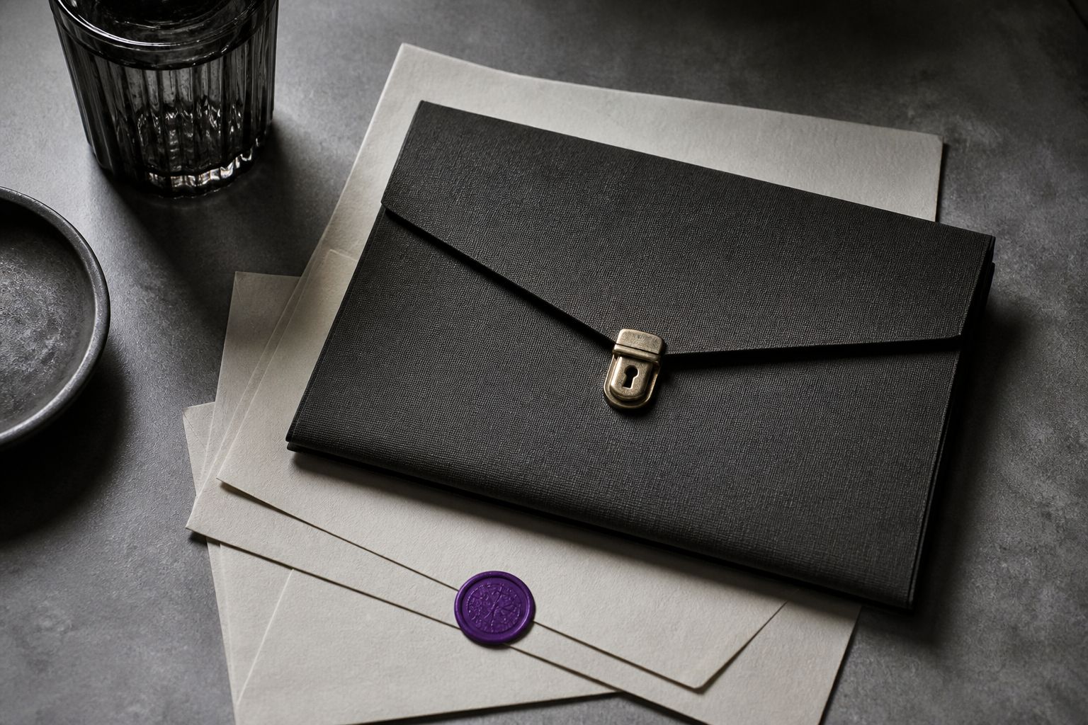 Document wallet with brass lock